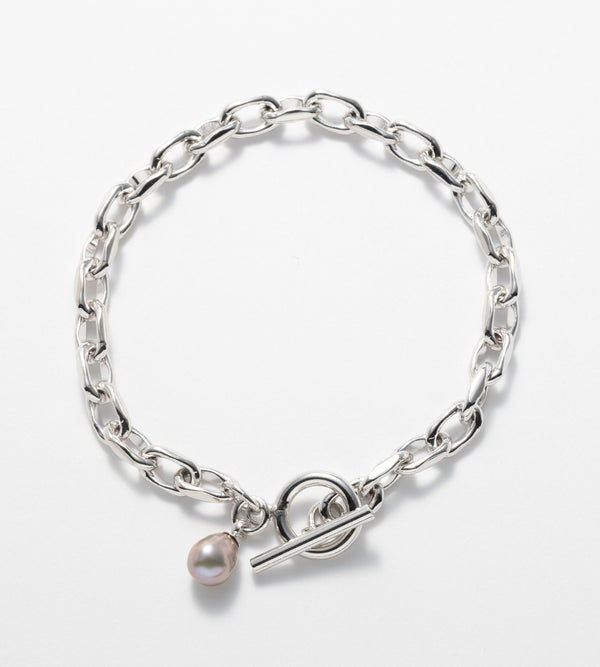 LINK CHAIN GRAY PEARL CHARM BRACELET