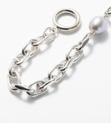 LINK CHAIN GRAY PEARL SETTING BRACELET