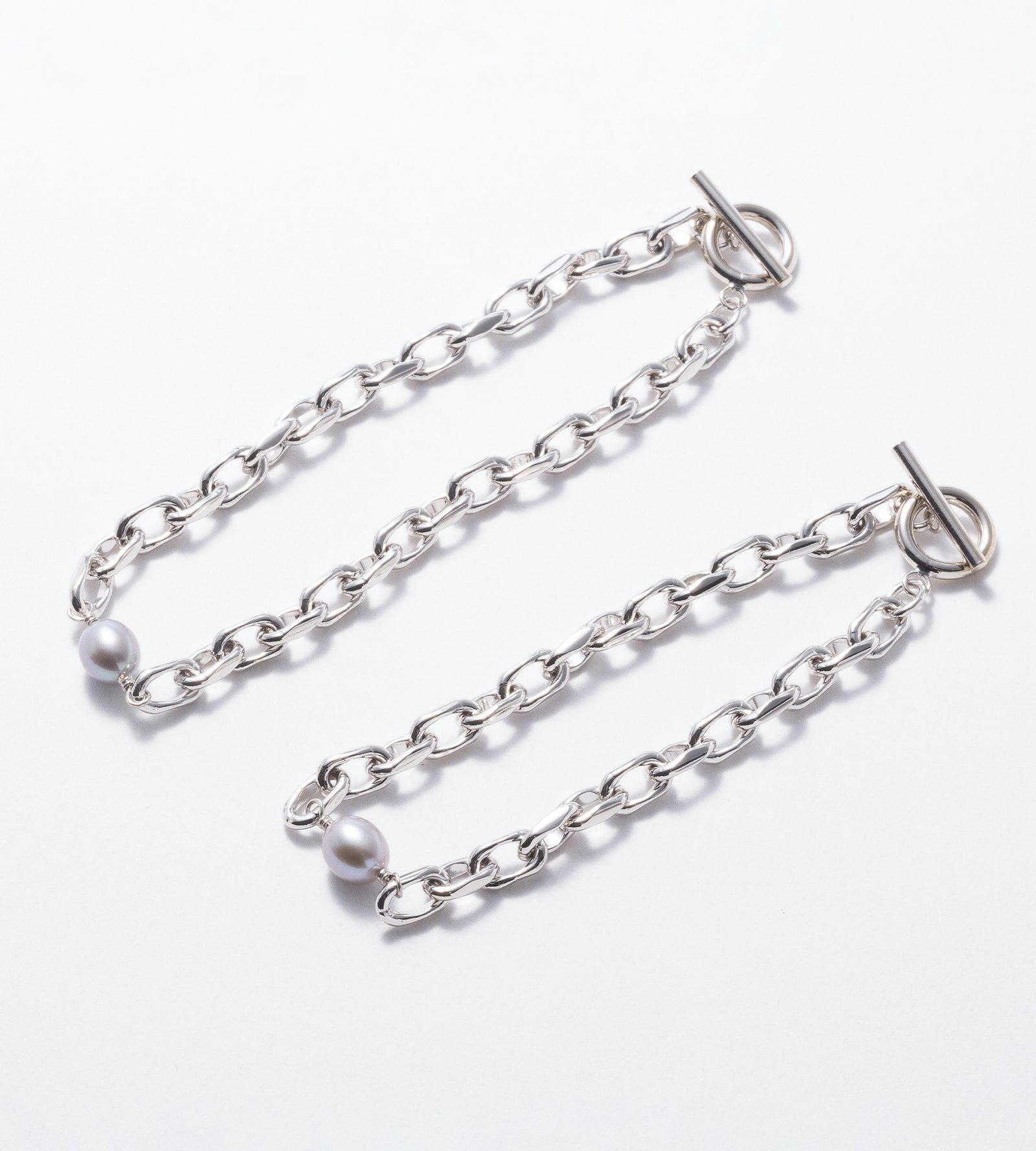 LINK CHAIN GRAY PEARL SETTING BRACELET