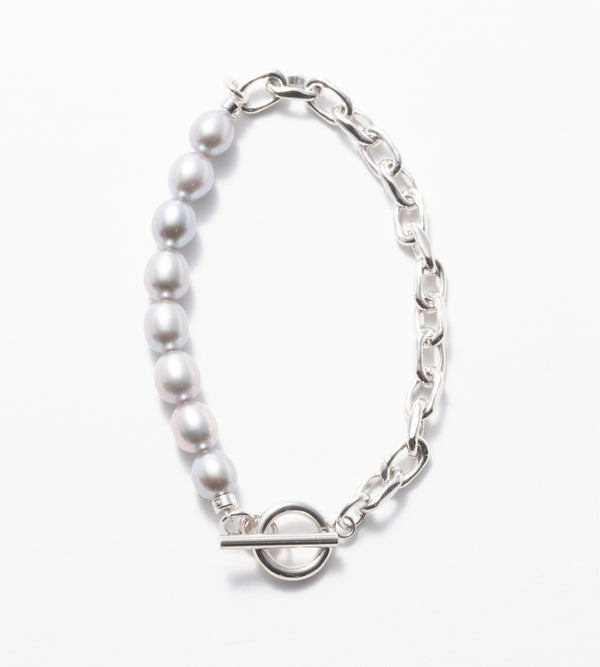 LINK CHAIN GRAY PEARL LINE BRACELET