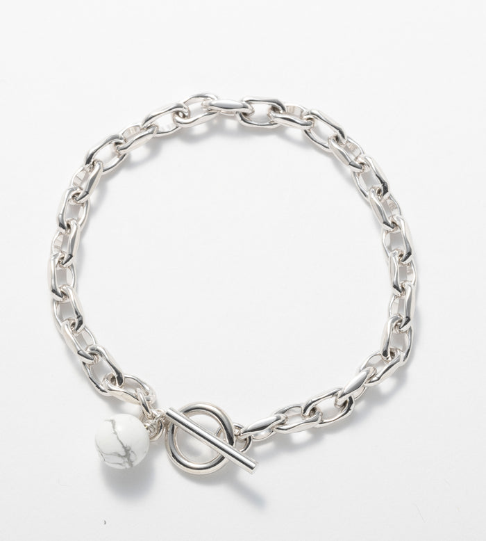 LINK CHAIN STONE CHARM BRACELET