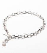 LINK CHAIN END PEARL BRACELET