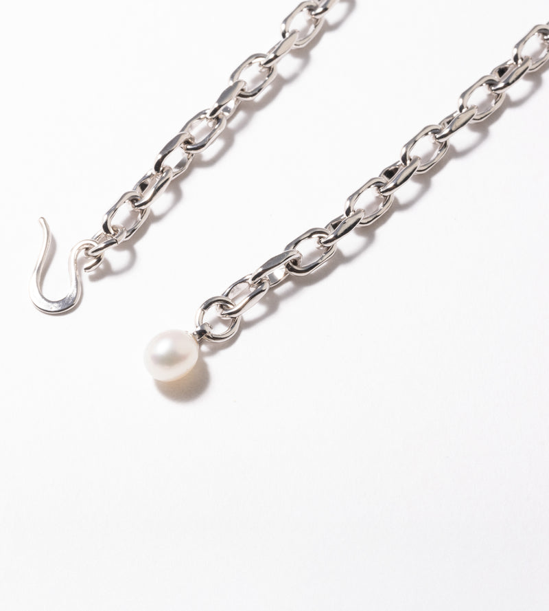 LINK CHAIN END PEARL BRACELET