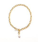 LINK CHAIN END PEARL BRACELET