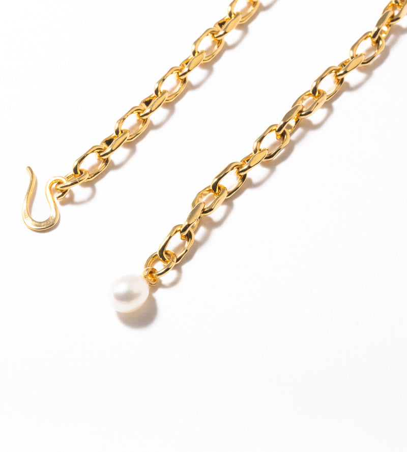 LINK CHAIN END PEARL BRACELET