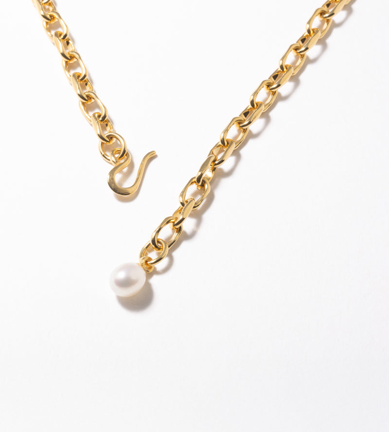 LINK CHAIN END PEARL BRACELET