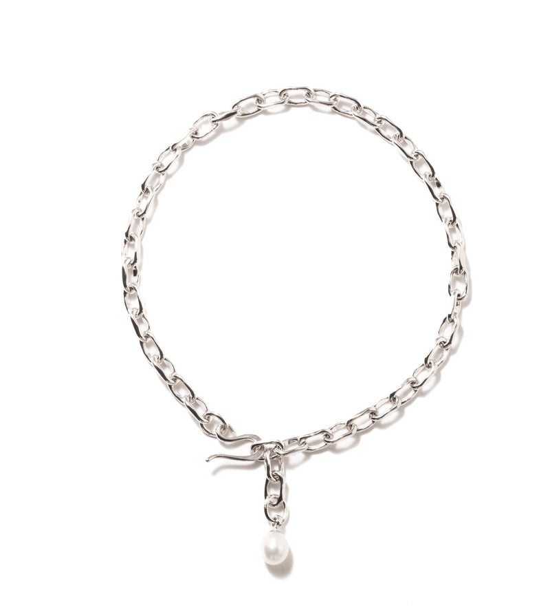 LINK CHAIN END PEARL BRACELET