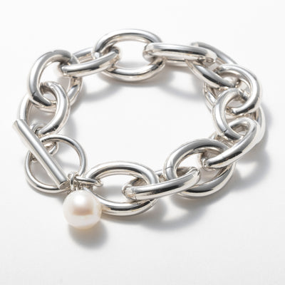 CHUNKY CHAIN PEARL BRACELET