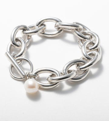 CHUNKY CHAIN PEARL BRACELET 【一部予約注文：3/31頃発送】
