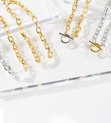 SMALL LINK CHAIN PEARL CHARM BRACELET