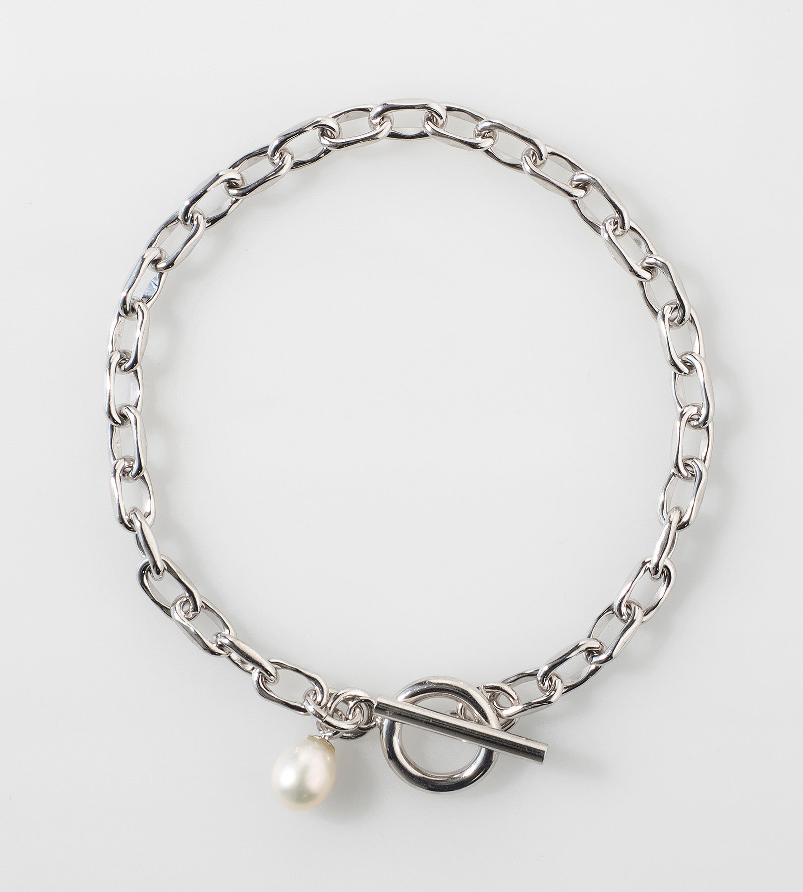 Fine Link Chain Pearl Charm Bracelet