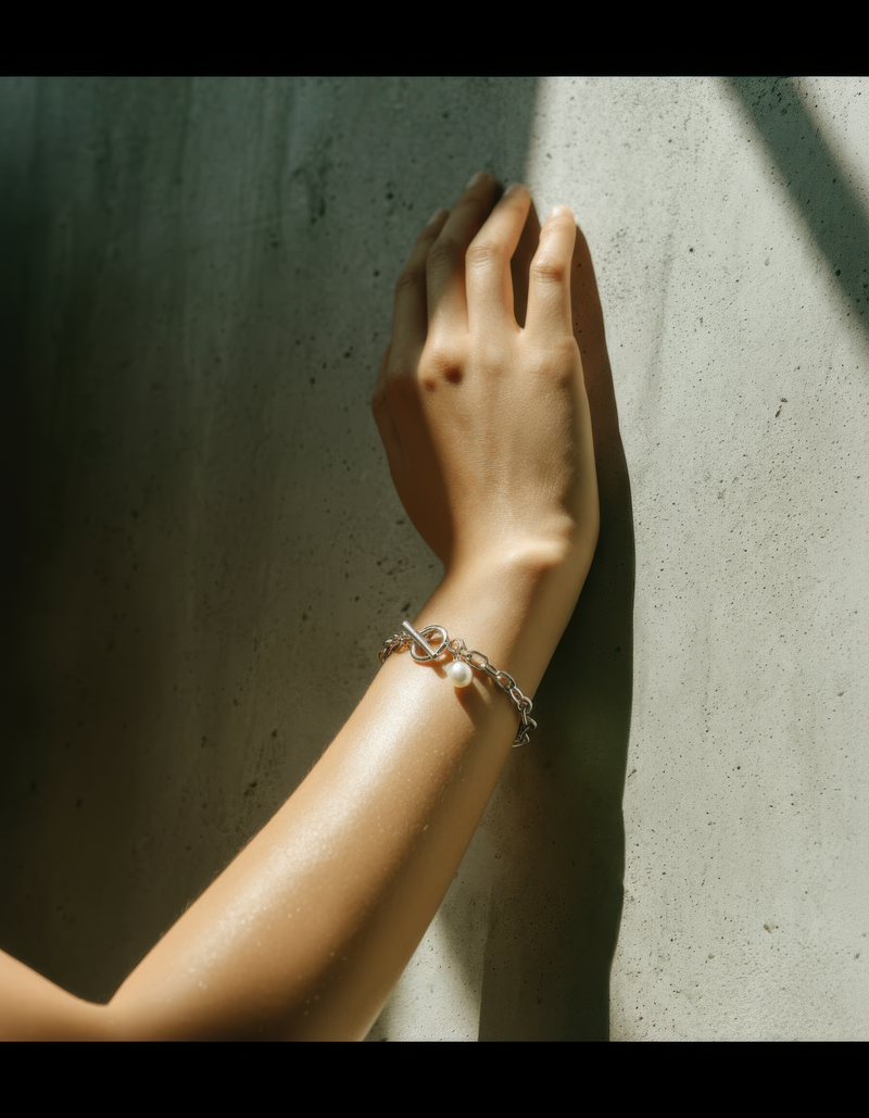 Fine Link Chain Pearl Charm Bracelet