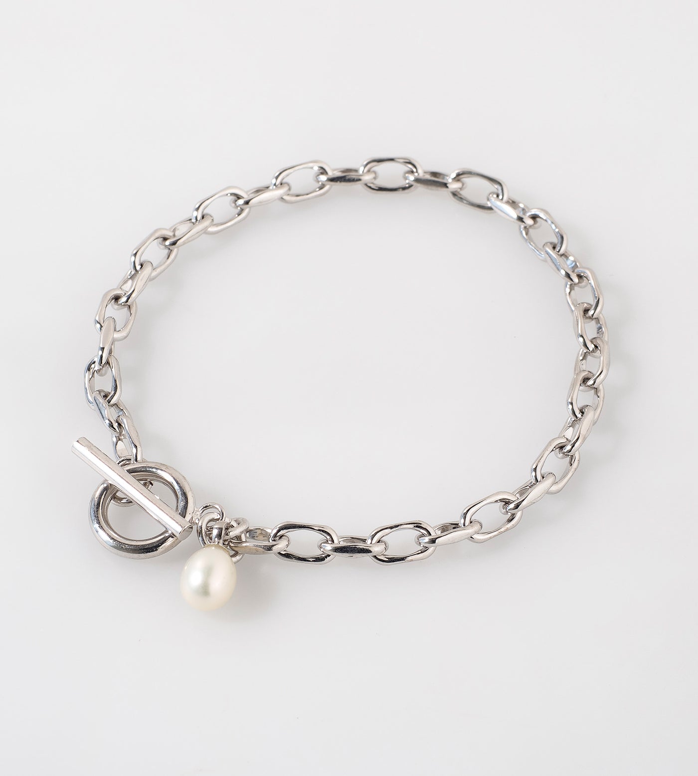 FINE LINK CHAIN PEARL CHARM BRACELET