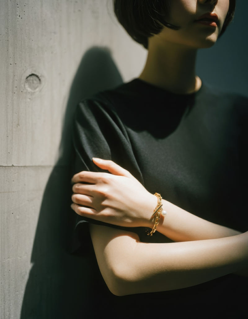 Fine Link Chain Pearl Charm Bracelet