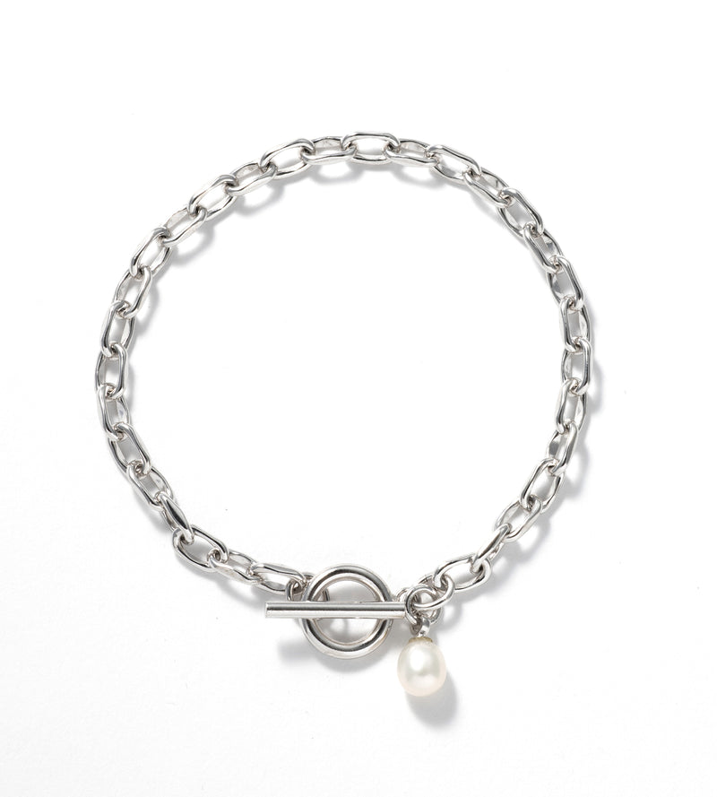 Fine Link Chain Pearl Charm Bracelet