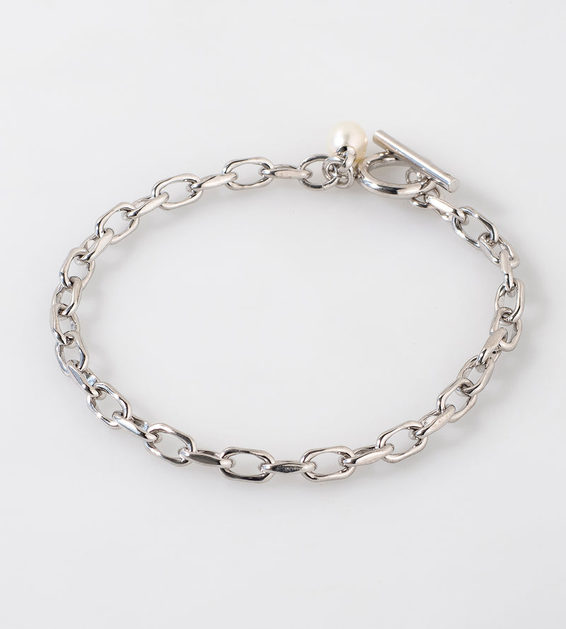 Fine Link Chain Pearl Charm Bracelet