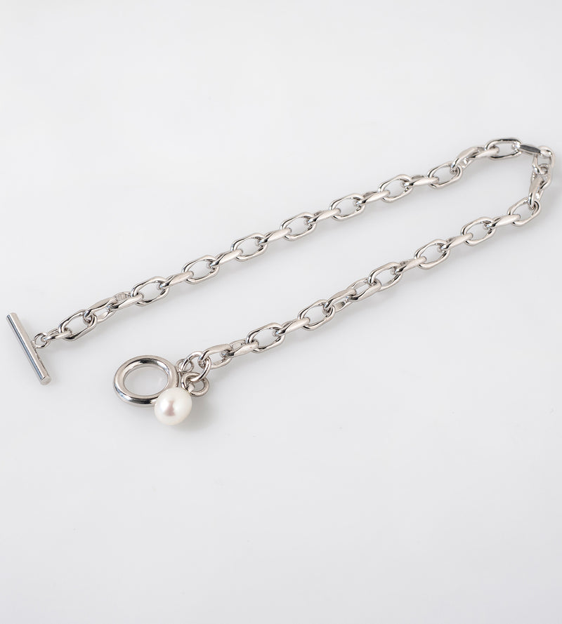 Fine Link Chain Pearl Charm Bracelet
