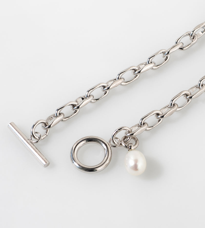 Fine Link Chain Pearl Charm Bracelet