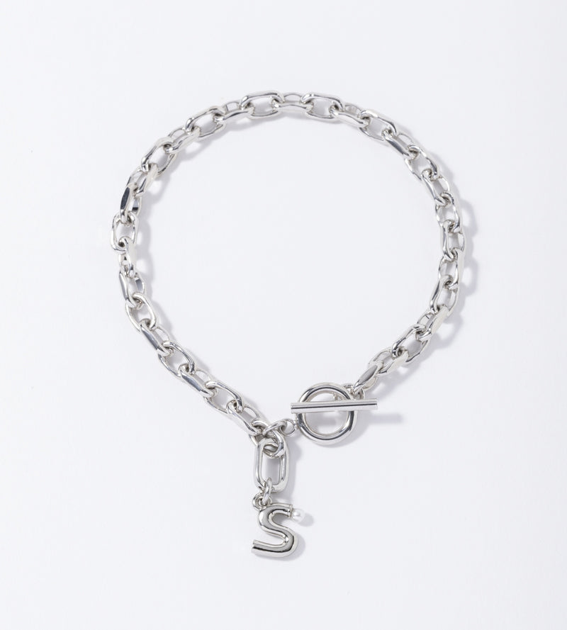 美品925リンクチェーン ブレスレットKTL BRACELET リンク チェーン ブレスレット イニシャル チャーム ブラス