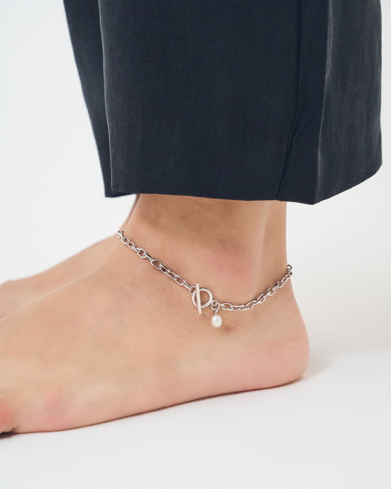 FINE LINK CHAIN PEARL CHARM ANKLET
