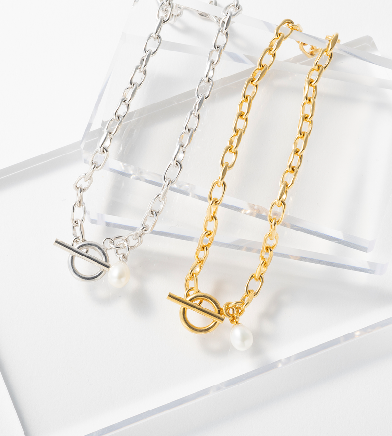 FINE LINK CHAIN PEARL CHARM ANKLET