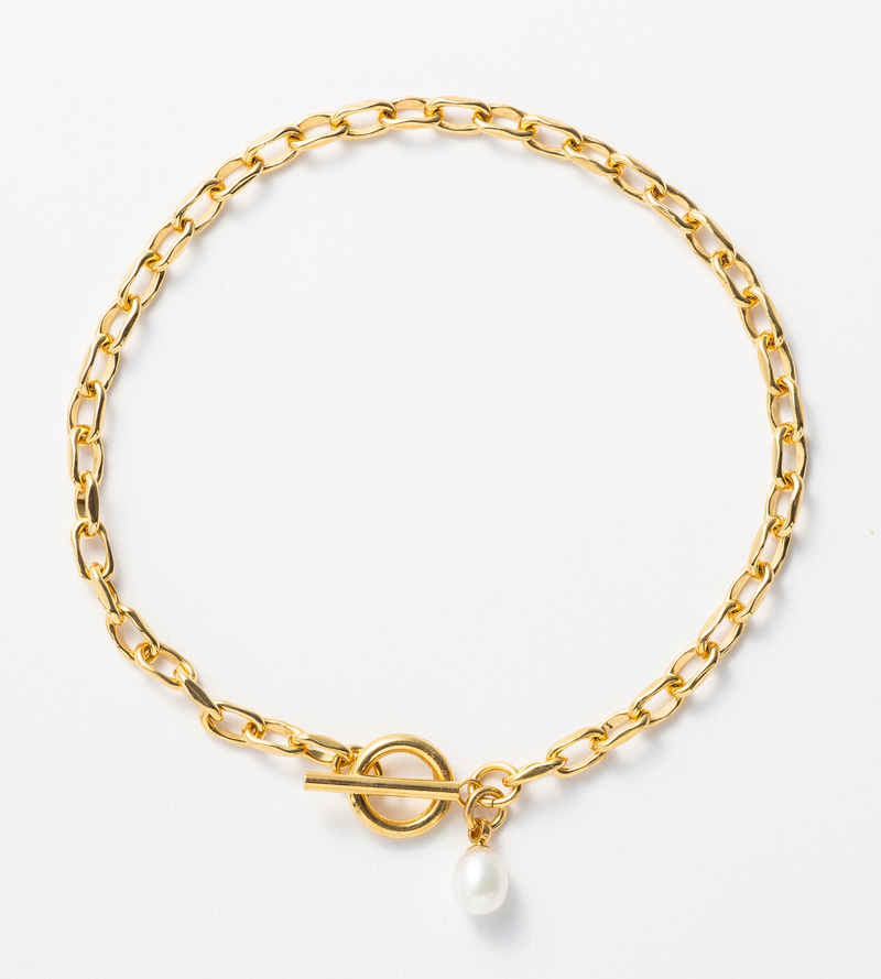 FINE LINK CHAIN PEARL CHARM ANKLET