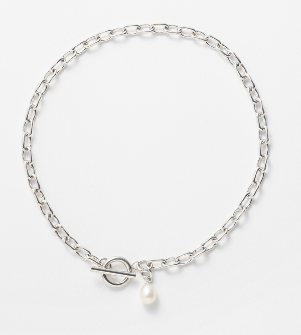 FINE LINK CHAIN PEARL CHARM ANKLET