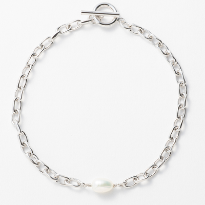 SMALL LINK CHAIN PEARL SETTING ANKLET