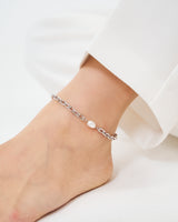SMALL LINK CHAIN PEARL SETTING ANKLET