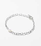 FINE LINK CHAIN PEARL SETTING ANKLET