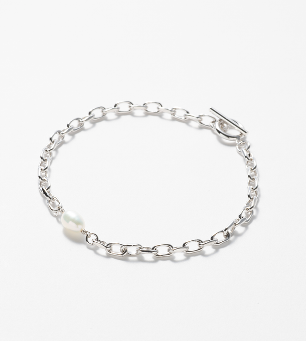 FINE LINK CHAIN PEARL SETTING ANKLET