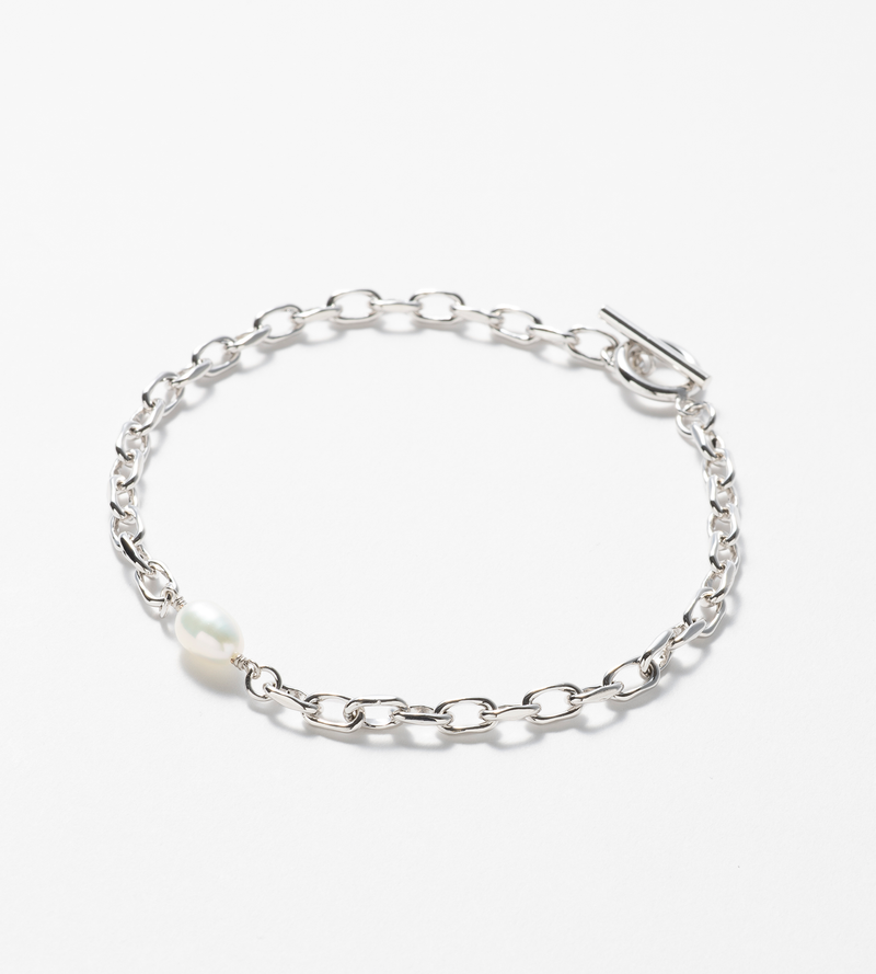 FINE LINK CHAIN PEARL SETTING ANKLET