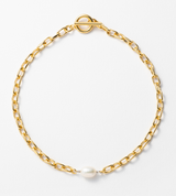 FINE LINK CHAIN PEARL SETTING ANKLET
