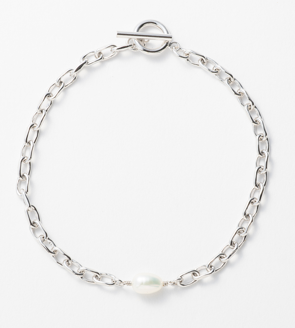 FINE LINK CHAIN PEARL SETTING ANKLET