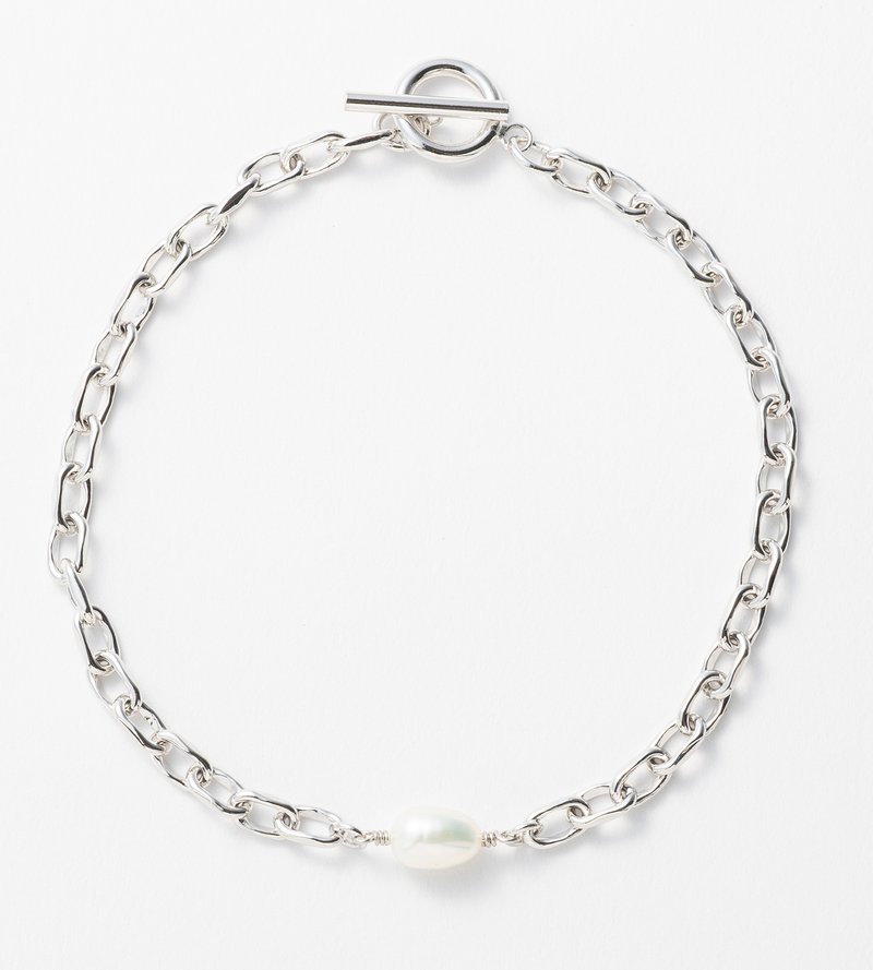 FINE LINK CHAIN PEARL SETTING ANKLET