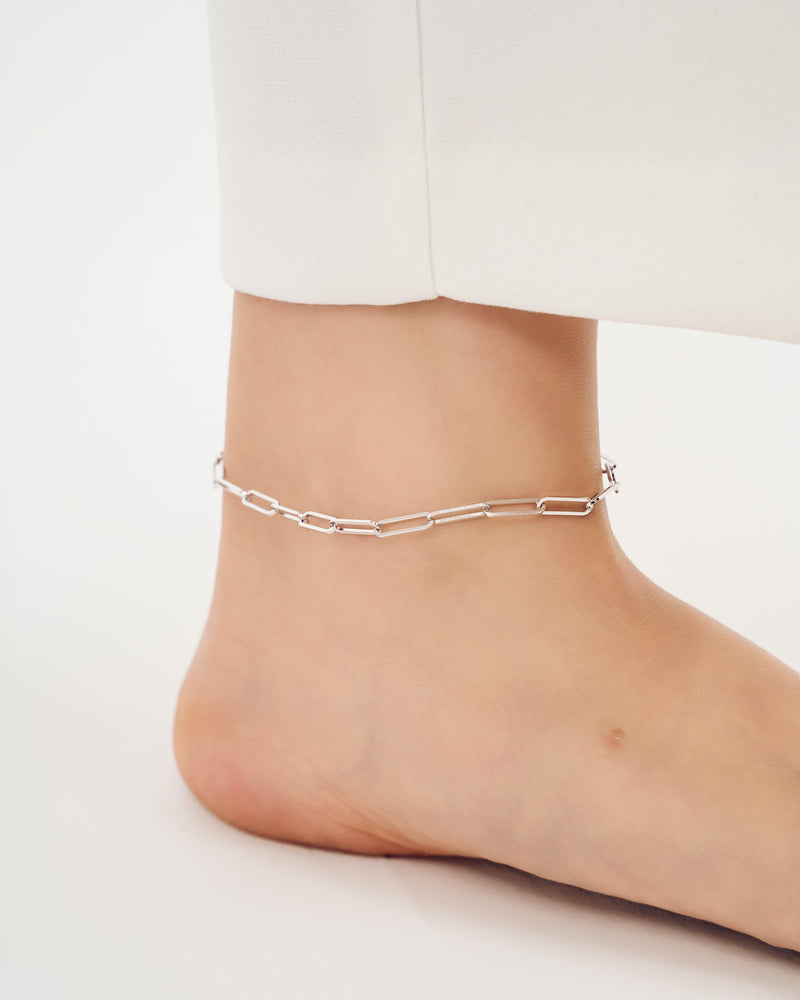 SQUARE CHAIN END PEARL ANKLET