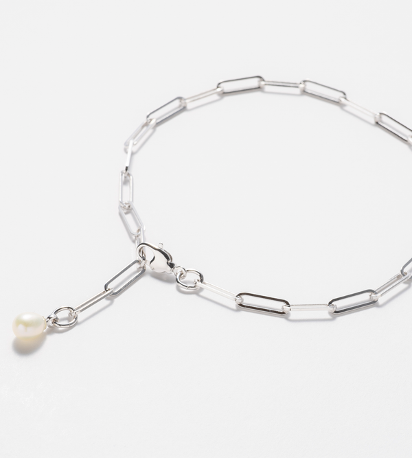 SQUARE CHAIN END PEARL ANKLET