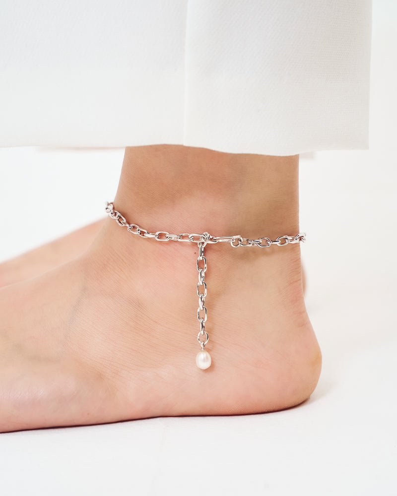 LINK CHAIN END PEARL ANKLET