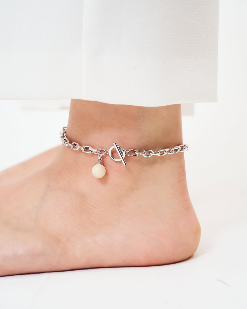 LINK CHAIN STONE CHARM ANKLET