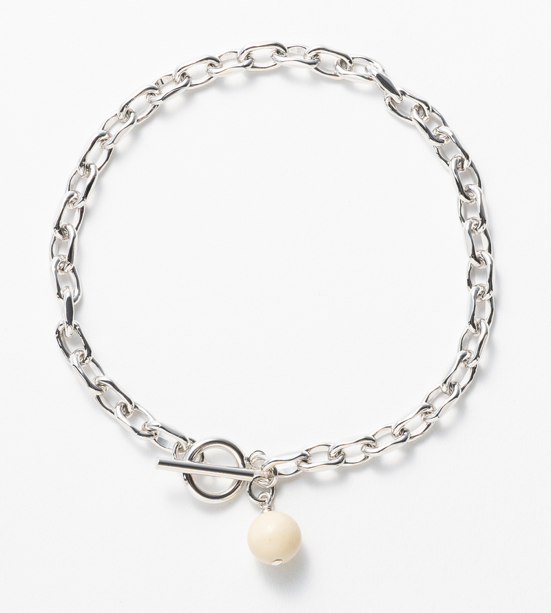 LINK CHAIN STONE CHARM ANKLET