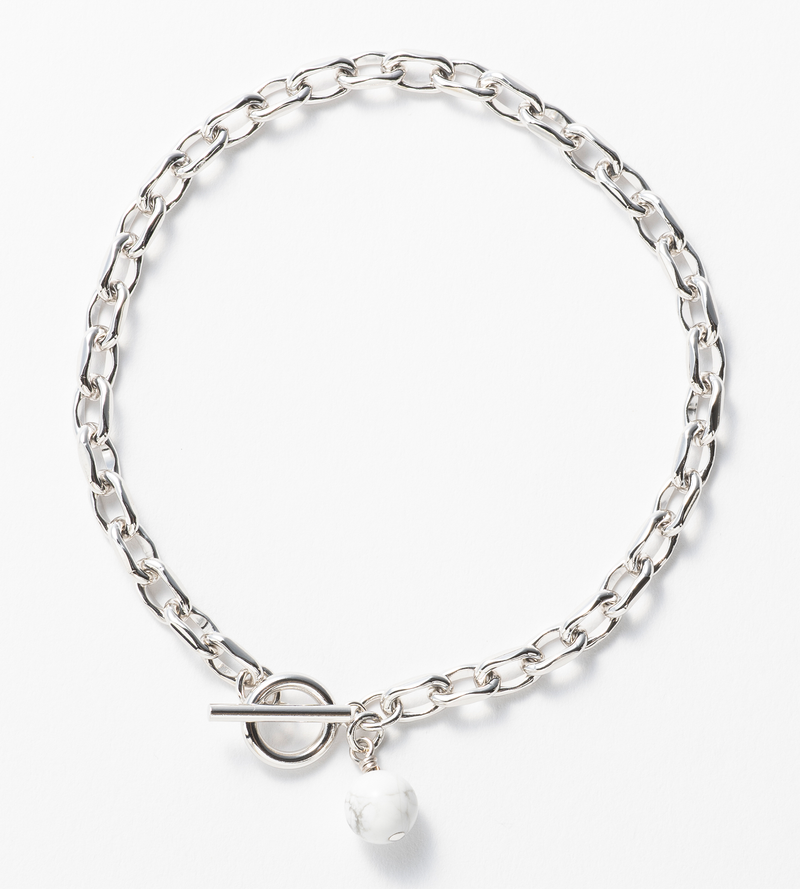LINK CHAIN STONE CHARM ANKLET