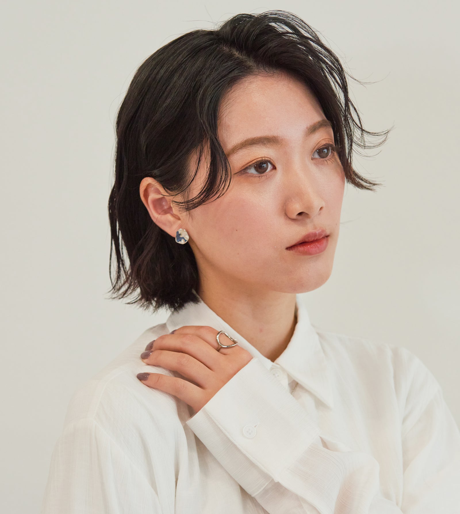 PEARL PLATE PIERCED EARRING（SINGLE）