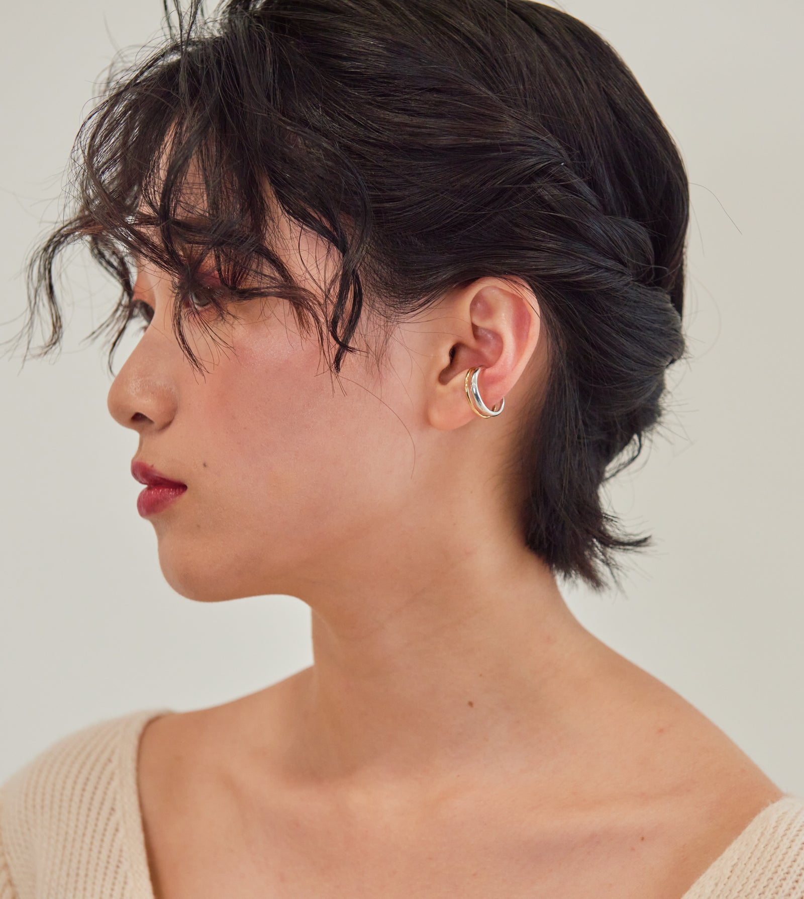 イヤリング Numbering Double Line Pave Ear Cuff #3125 5BNY046 Numbering♥ #3125 Double Line Pave Ear Cuff (Numbering