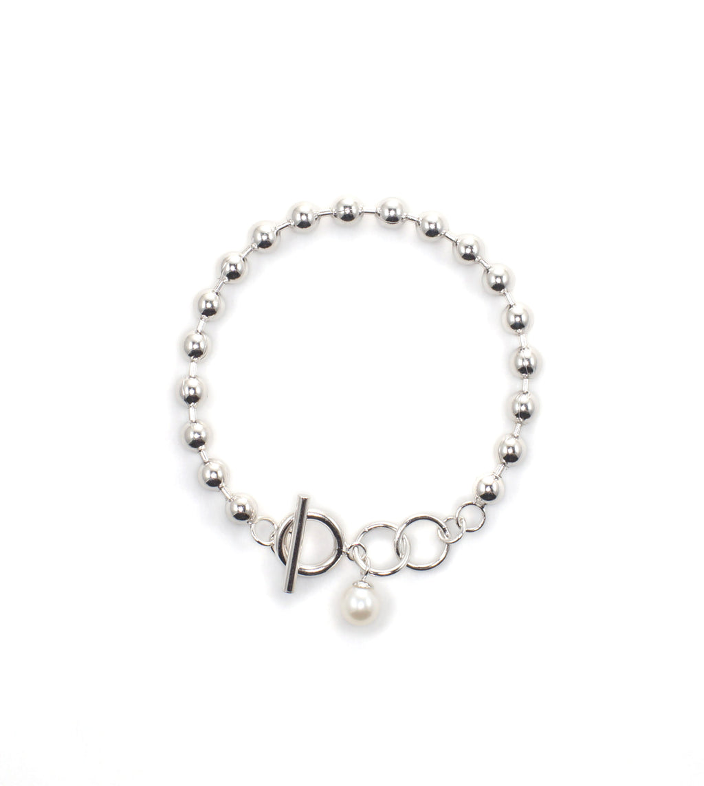 BALL CHAIN PEARL CHARM BRACELET - tsui