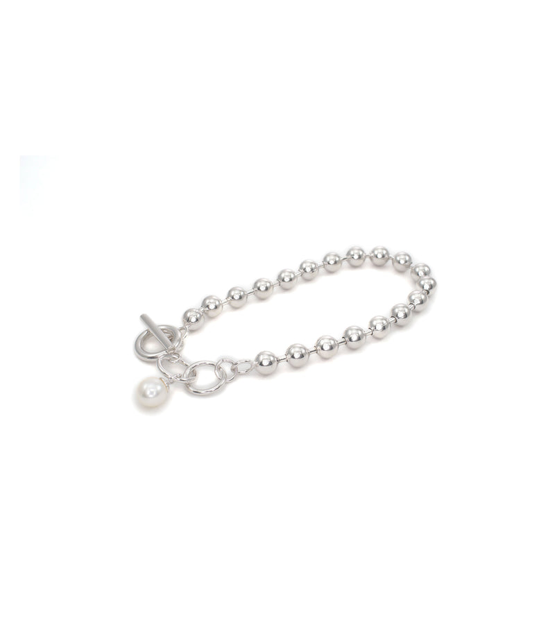 BALL CHAIN PEARL CHARM BRACELET - tsui