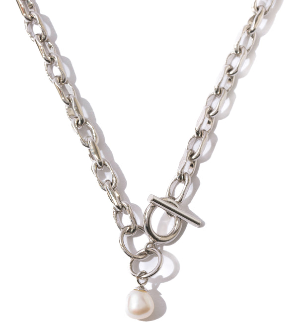 LINK CHAIN PEARL CHARM NECKLACE