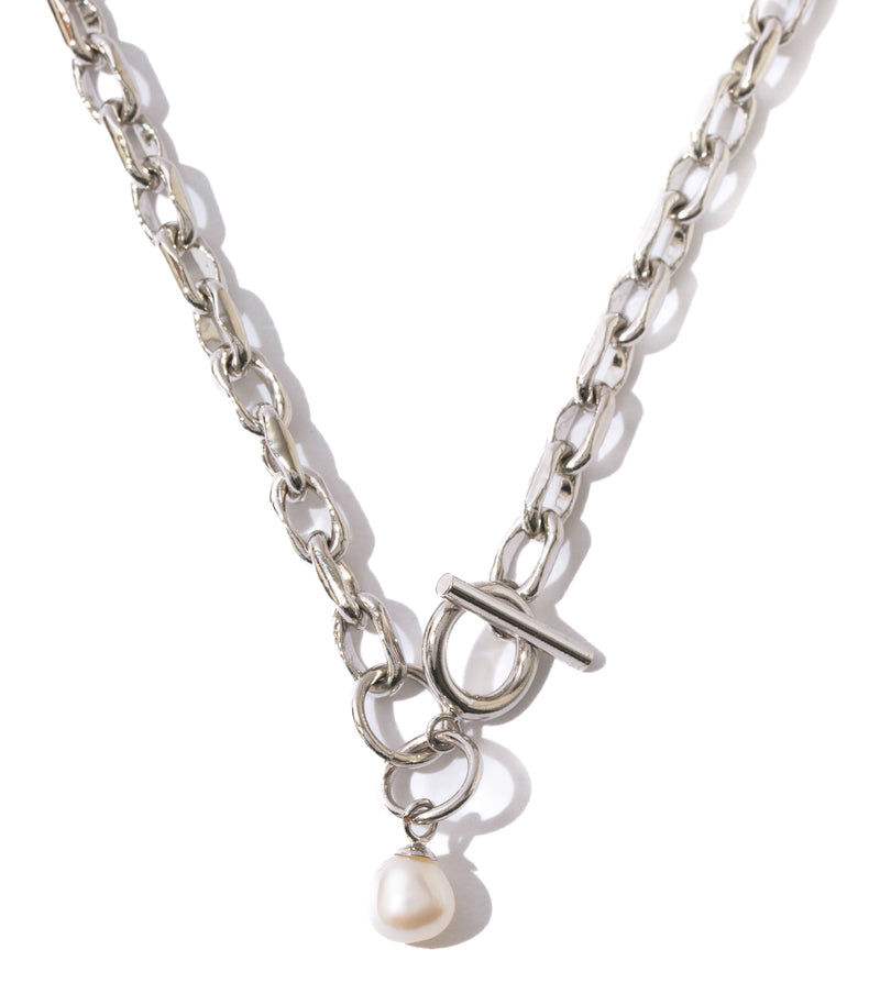 LINK CHAIN PEARL CHARM NECKLACE - tsui
