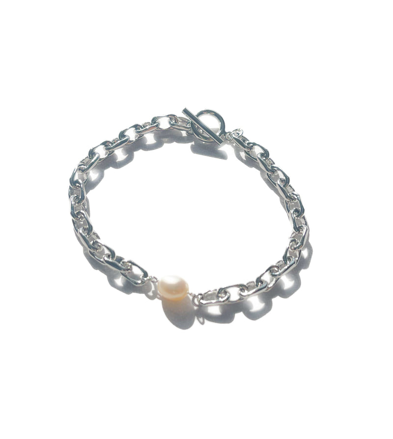 LINK CHAIN PEARL SETTING BRACELET