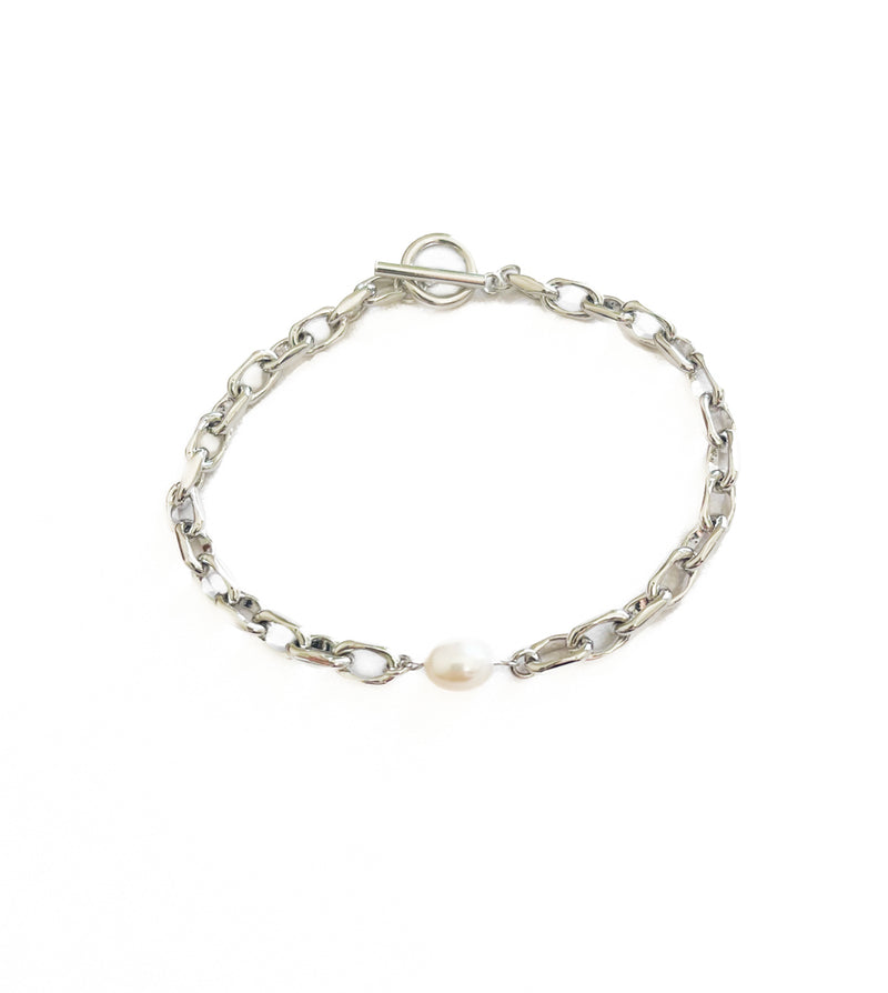 LINK CHAIN PEARL SETTING BRACELET